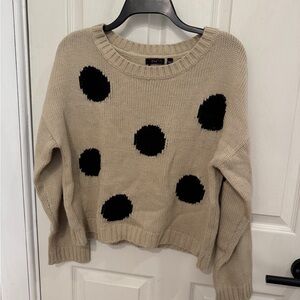 Cropped Polka Dot Crewneck Sweater